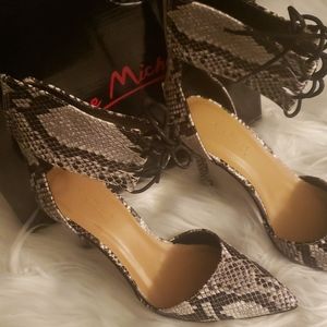 Black snakeskin heels
